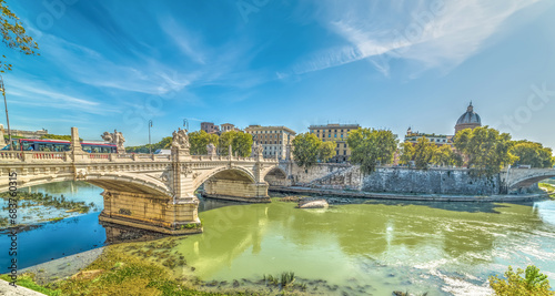 Vittorio Emanuele II bridge over Tiber river in Rome