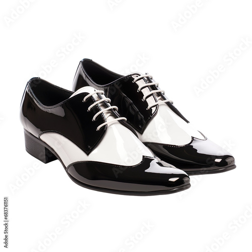 angled view of Tuxedo shoes isolated on a white transparent background 