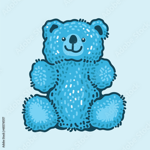 Teddy Bear hand drawing cartoon style, cute and funny vector image