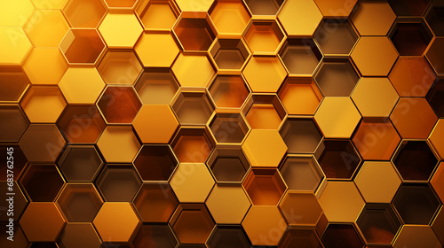 Design a background inspired by the hexagonal shapes found in honeybee hives. © Araya