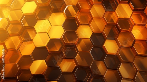 Design a background inspired by the hexagonal shapes found in honeybee hives. © Araya