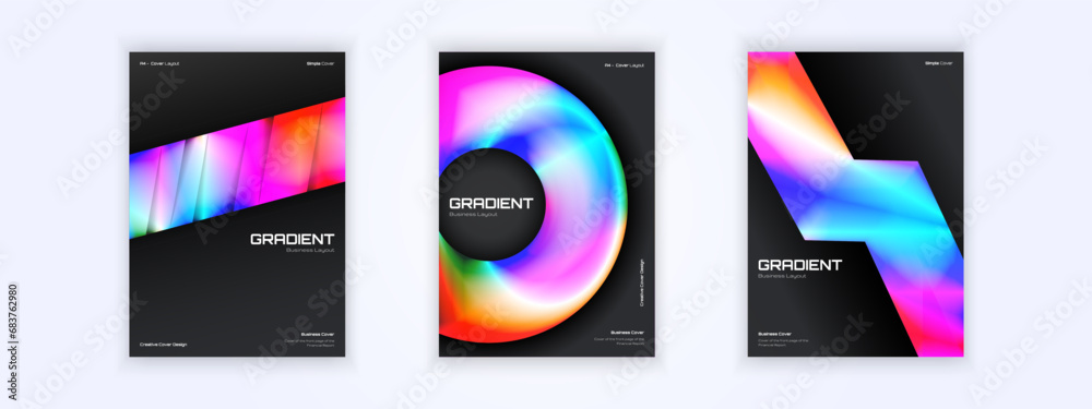 gradient booklet brochure full color abstract cover template bundle