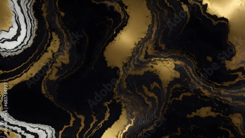 Closeup of abstract black and gold texture background.. Watercolor art paint on canvas.
