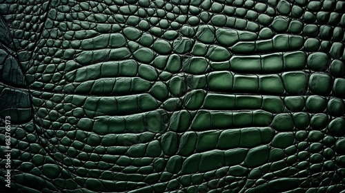 Close up green real alive crocodile skin texture, top view