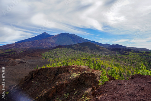 Teide national park in a cloudy day, Tenerife, Canaries, Spain