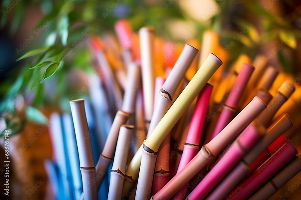 multicolor the concept of strength and flexibility through bamboo, as