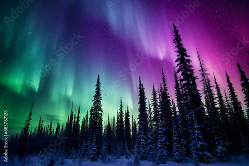 multicolor geographical and environmental diversity of Aurora in Alaska, embodying vast wilderness, boreal forests, and role of these celestial displays in Alaskan way of life