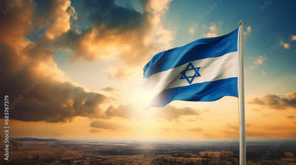 israel flag - obrazy, fototapety, plakaty 