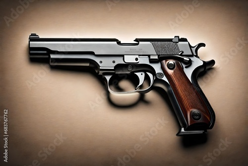 close up,a single colt handgun gun isolated on white background. 