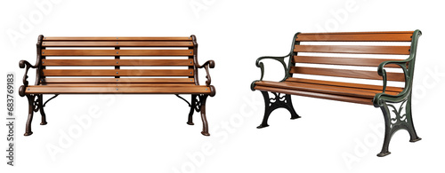 A wooden bench, cut out - stock png.