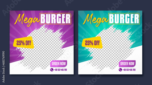 Food social media post template, Instagram post, web banner, abstract post design, poster, sale promotion flyer, restaurant business marketing social media post, vector illustration