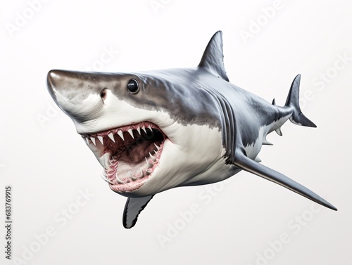 grey tooth shark great white oceanic white background hyperrealistic landscapes frontal perspective monumental sculptures