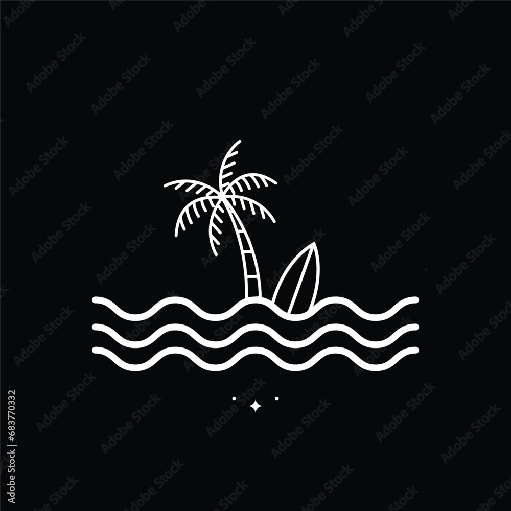 Vector illustration style vintage surfing theme badge design. For t-shirt prints, posters, stickers and other uses.