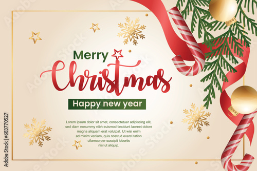 christmas greeting card with christmas tree vector, merry christmas card, merry christmas banner with christmass tree and christmas elements
