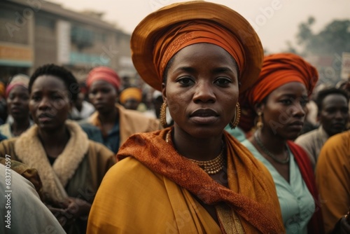 African women protest in the streets for justice and equal rights.