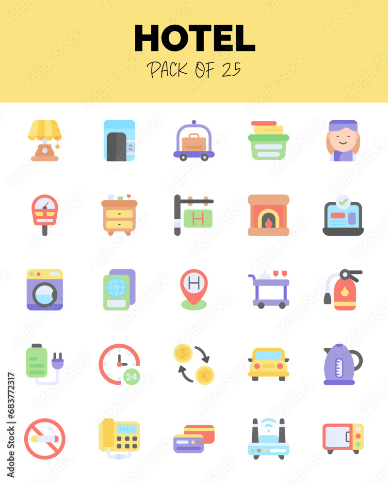 set of Hotel flat icons for logo & web. Vector illustration set of Hotel flat icons for logo & web. Vector illustration