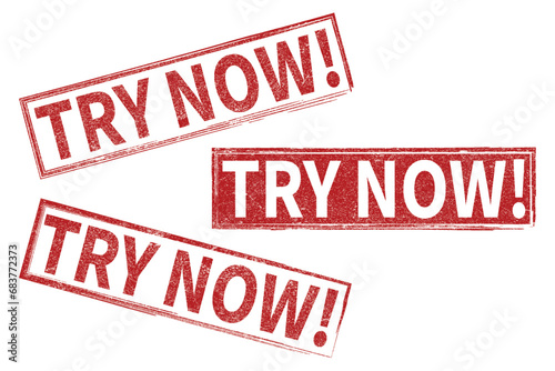 TRY NOW red grunge square stamp vector illustration.