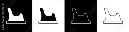 Set Baby potty icon isolated on black and white background. Chamber pot. Vector