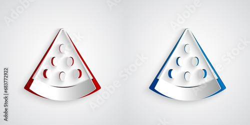 Paper cut Watermelon icon isolated on grey background. Paper art style. Vector