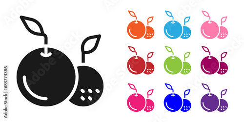 Black Fruit icon isolated on white background. Set icons colorful. Vector
