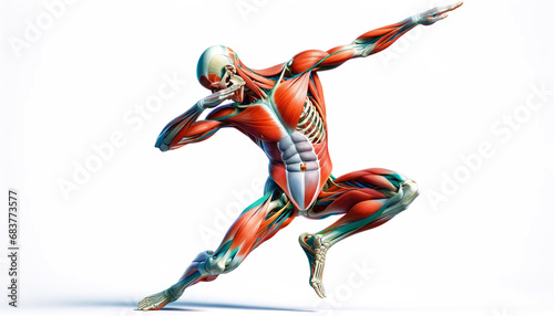 Illustration of Dummy figure anatomical athlete Posing in dab dance. male model in muscular pose doing dab dance hands gesture. generative Ai. photo