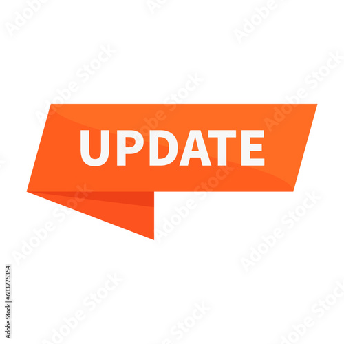 Update In Orange Rectangle Parallelogram Ribbon Shape For Information Announcement Business Marketing
