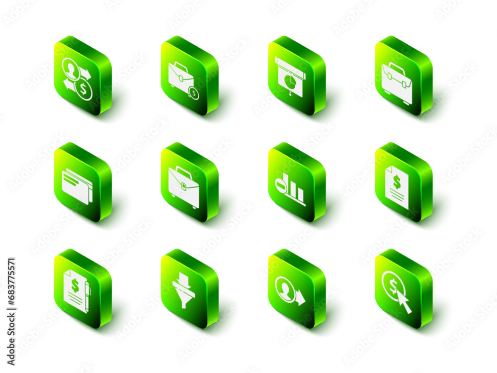 Set Briefcase and money, Graph, chart, diagram, infographic, Contract, Cursor coin, Pie, Job promotion and Sales funnel with arrows icon. Vector Set Briefcase and money, Graph, chart, diagram, infographic, Contract, Cursor coin, Pie, Job promotion and Sales funnel with arrows icon. Vector