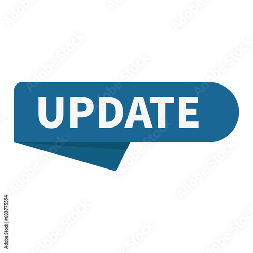Update In Blue Rounded Rectangle Ribbon Shape For Information Announcement Business Marketing
