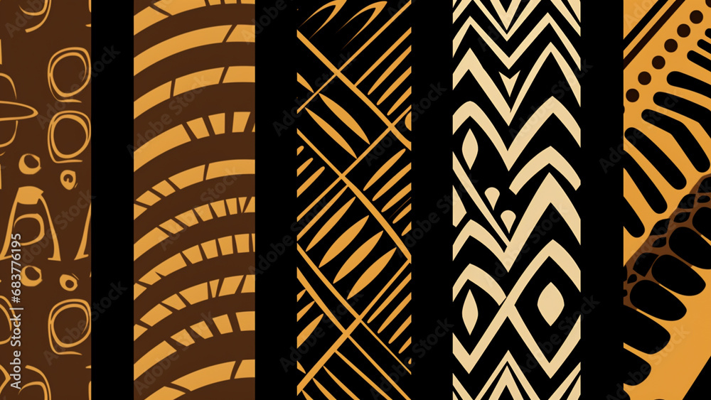 Authentic Tribal Patterns in Espresso Brown and Olive Drab Authentic Tribal Patterns in Espresso Brown and Olive Drab