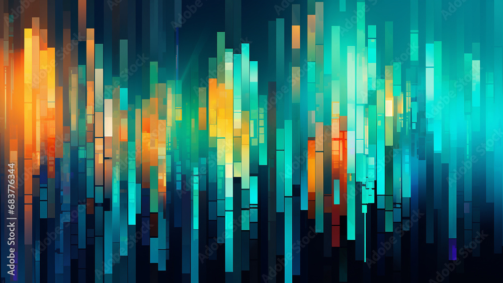 Cyber Orange and Electric Teal Modern Abstract Pattern