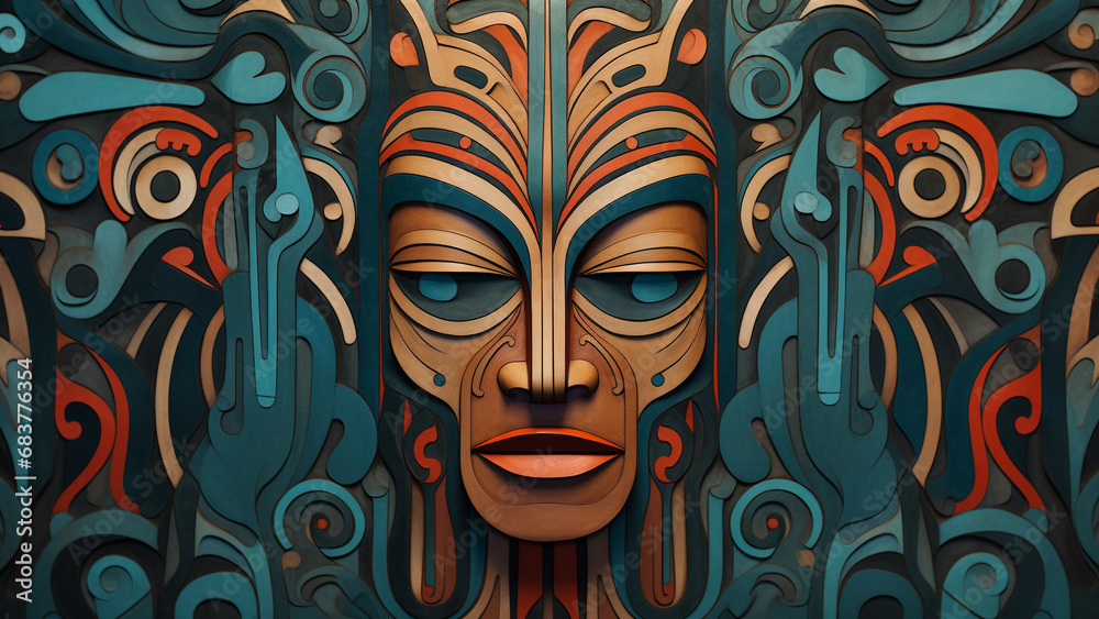 Deep Teal and Clay Red Tribal Patterns Earthy Tones Deep Teal and Clay Red Tribal Patterns Earthy Tones