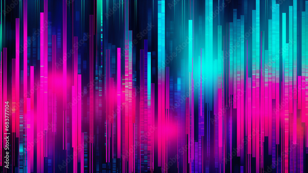 Digital Pixelation Pattern in Hot Pink and Neon Turquoise
