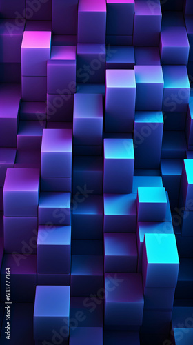 abstract blue and purple digital technology background with futuristic geometric rectangles