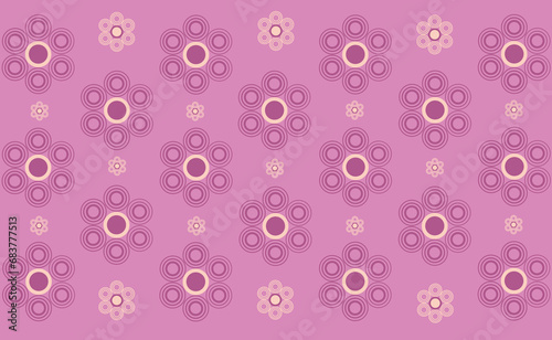 Abstract Geometric Flowers pattern in pink and cream colours.
