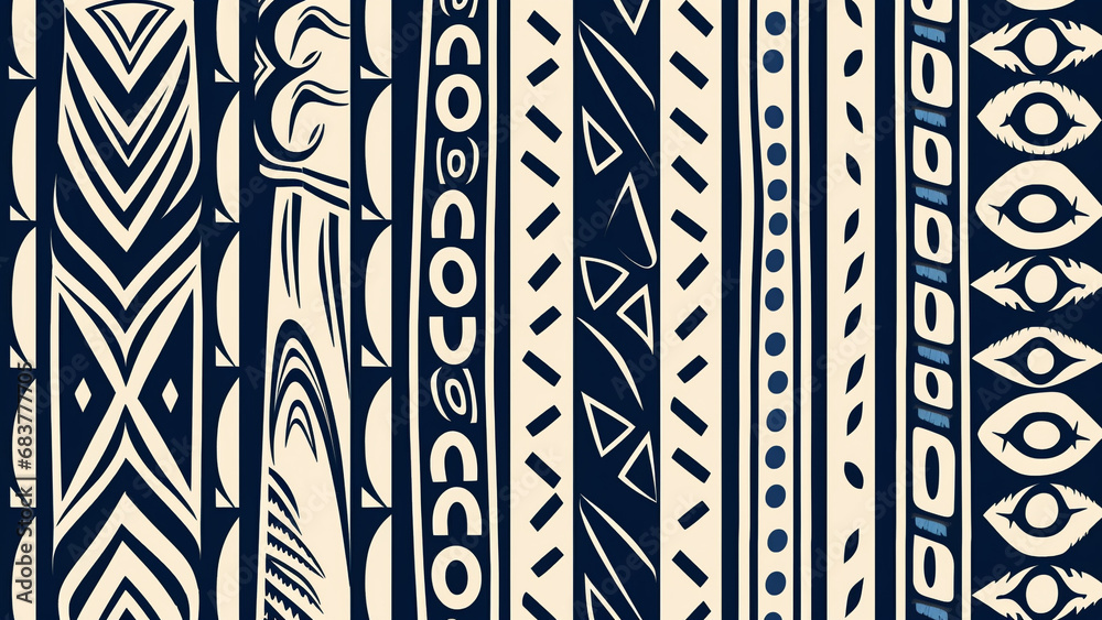 Navy Blue and Sand Beige Tribal Patterns Earthy Tones Navy Blue and Sand Beige Tribal Patterns Earthy Tones