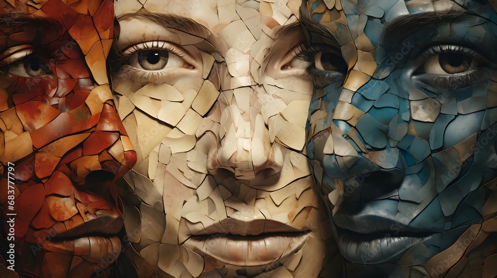 Multi-Faceted Abstract Human Portraits Depicting Diversity - obrazy, fototapety, plakaty 