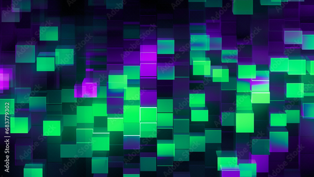 Neon Green and Digital Violet Pixelation Modern Pattern