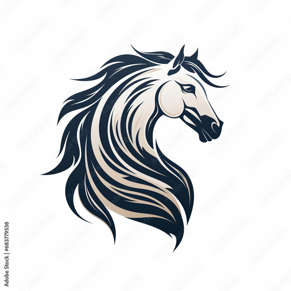 minimalistic logo emblem tattoo with a horse head on white isolated background minimalistic logo emblem tattoo with a horse head on white isolated background