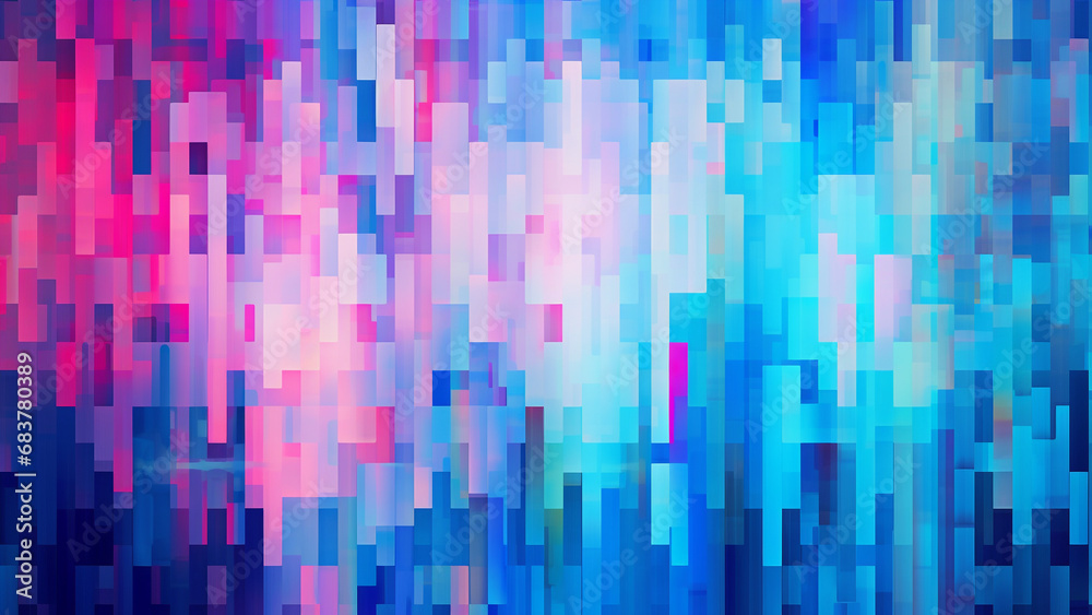 Vibrant Aqua Blue and Electric Pink Pixelation Modern Pattern