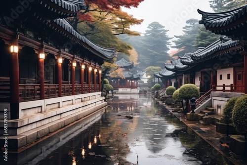 Korean ancient palaces, Rain and scenery.