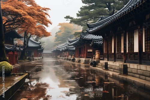 Korean ancient palaces  Rain and scenery.