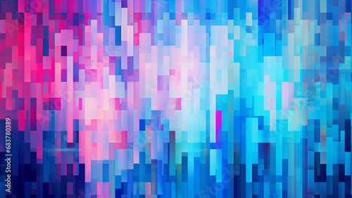 Vibrant Aqua Blue and Electric Pink Pixelation Modern Pattern