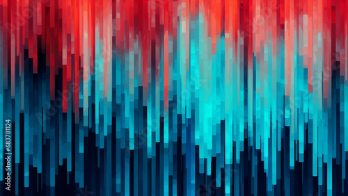 Vibrant Digital Pixelation in Digital Red and Electric Turquoise
