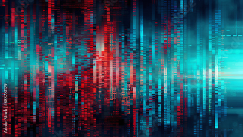 Vibrant Digital Pixelation in Digital Red and Electric Turquoise