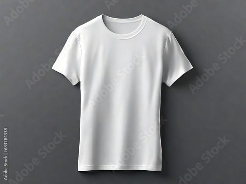 Blank white tshirt mockup on black background front view, generative ai