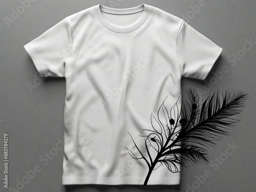 Blank white tshirt mockup on black background front view, generative ai