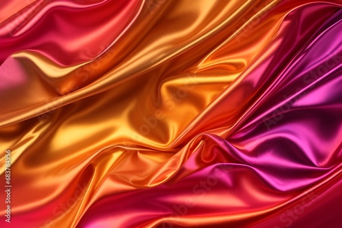 Abstract background of light colorful pink, orange silk satin, with a subtle sheen. Background, texture. 