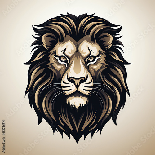 logo emblem with a lion head on white background