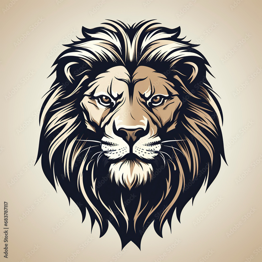 Obraz premium logo tattoo with a lion head on white background