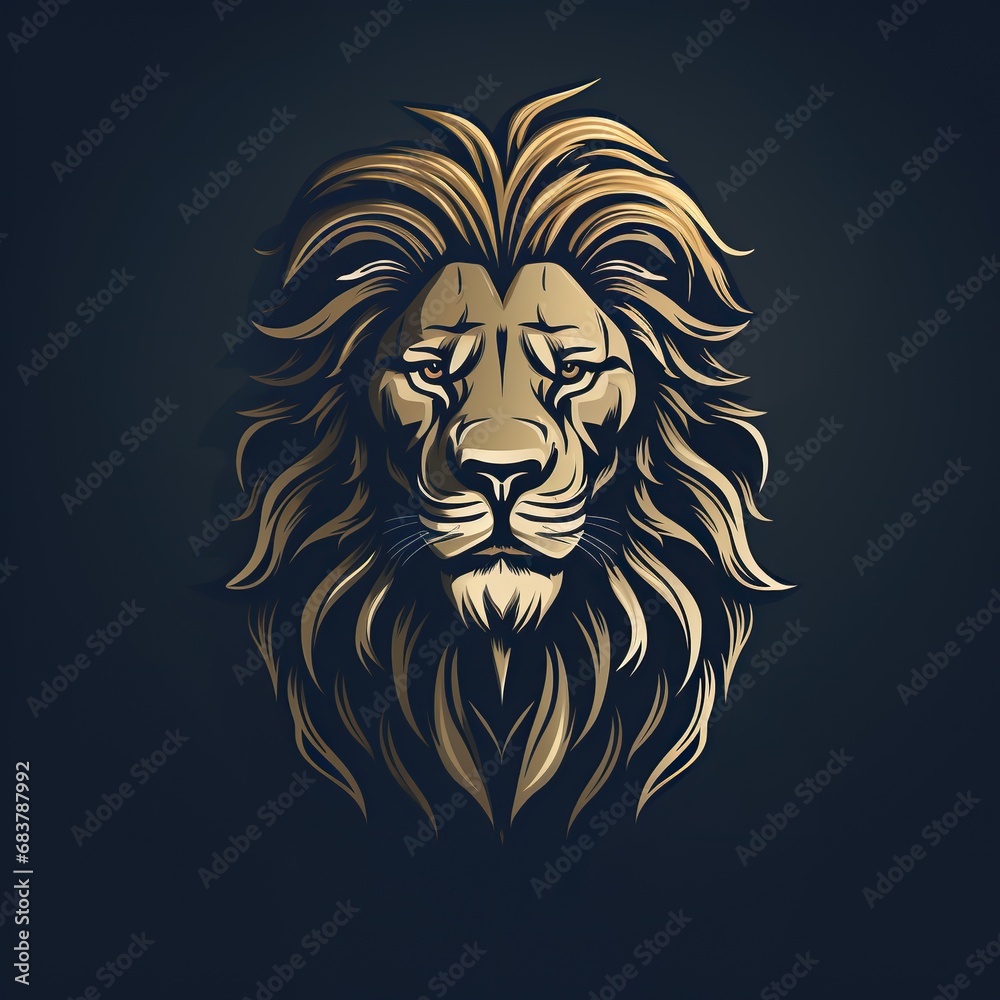 logo tattoo with a lion head on black background